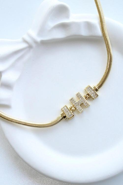 İthal Seri H Harfi Balık Sırtı Zincirli Kadın Çelik Bileklik Kararmaz Renk Atmaz