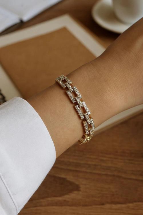 Golden Frame Kuyumcu İşçiliği 14K Altın Kaplama Premium Seri Kadın Çelik Bileklik