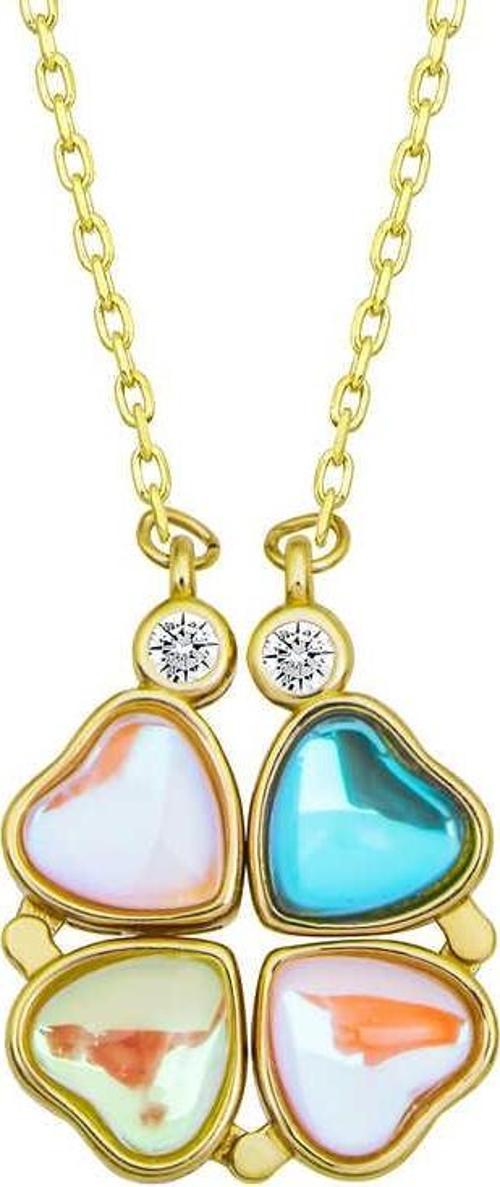 925 Ayar Gümüş Renkli Açılabilen Yonca Kadın Gümüş Kolye