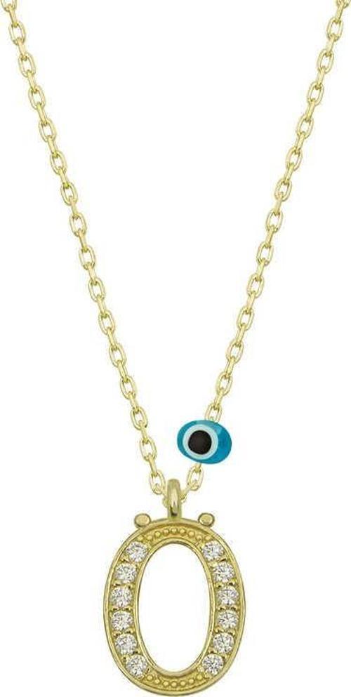 925 Ayar Gümüş Nazar Gold Ö Harfi Kadın Gümüş Kolye