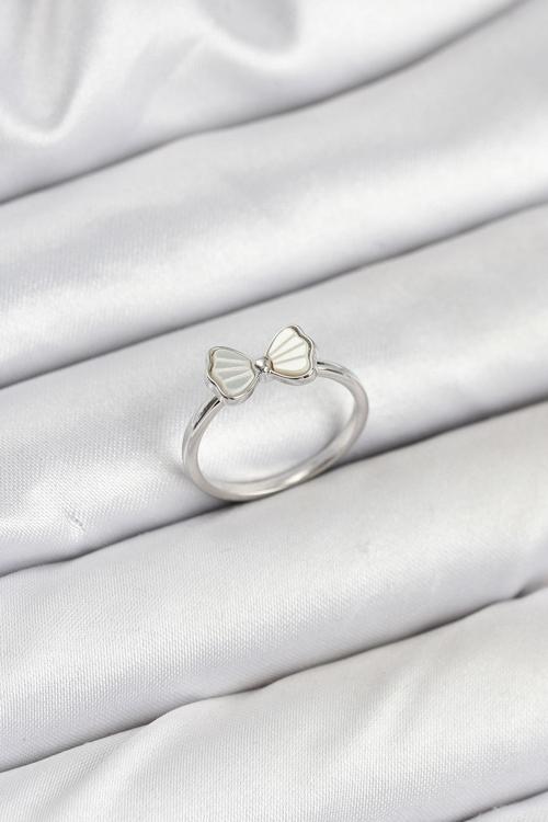 Pirinç Gümüş Renk Fiyonk Model Kadın Yüzük - EBJ250927W37926