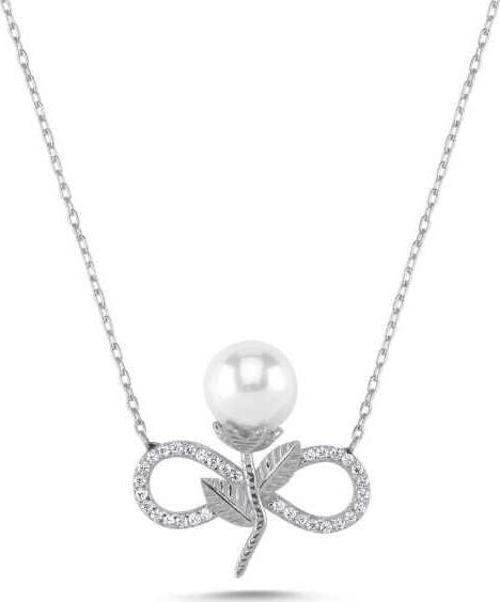 925 Ayar Gümüş Sonsuz İnci Kadın Gümüş Kolye