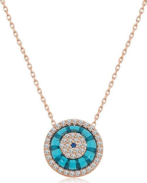 925 Ayar Gümüş Rose Camgöz Nazar Kadın Gümüş Kolye