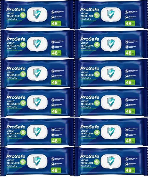 Hasta Vücut Temizleme Islak Mendil Havlu 48 Yaprak XL (12 Li Set) Plastik Kapak