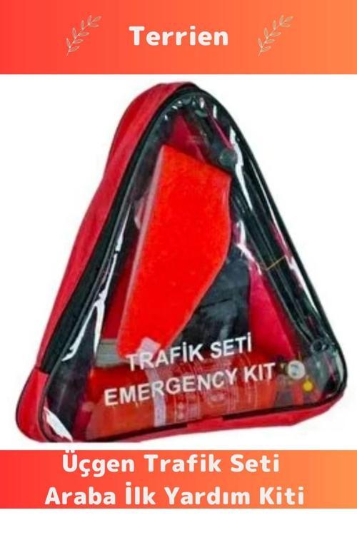 TSE Belgeli Tüvtürk Uyumlu Bez Çantalı Karayollarına Uygun Araba Oto Araba Üçgen Trafik Seti