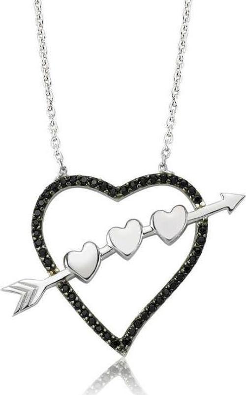 925 Ayar Gümüş Oklu Kalp Kadın Gümüş Kolye