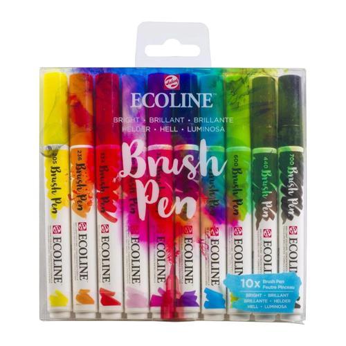 Ecoline Brush Pen Fırça Uçlu Kalem Seti 10 Renk BRIGHT COLOURS