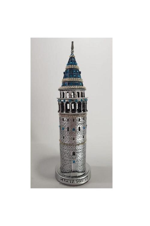 Gümüş Galata Kulesi Biblo 29 Cm Lacivert Taş