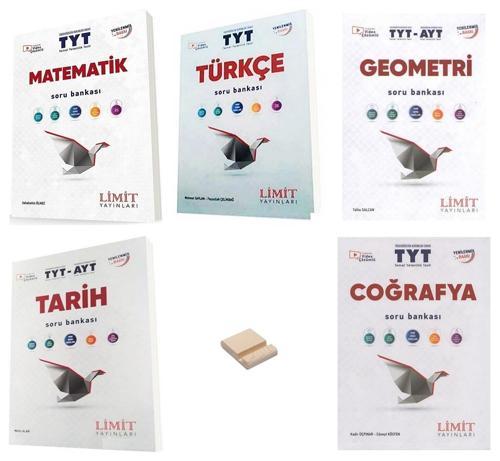Limit TYT Matematik Türkçe Geometri Tarih ve Coğrafya Soru Bankası 5li Set + Telefon Standı
