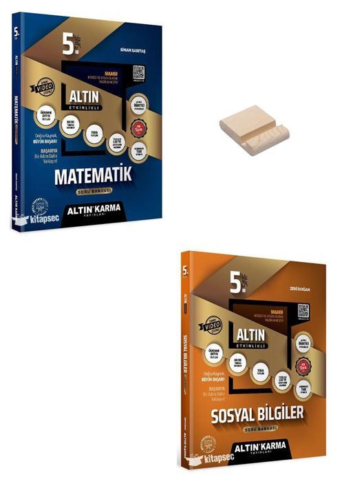 Altın Karma 5. Sınıf Matematik ve Sosyal Bilgiler Etkinlikli Soru Bankası + Telefon Standı