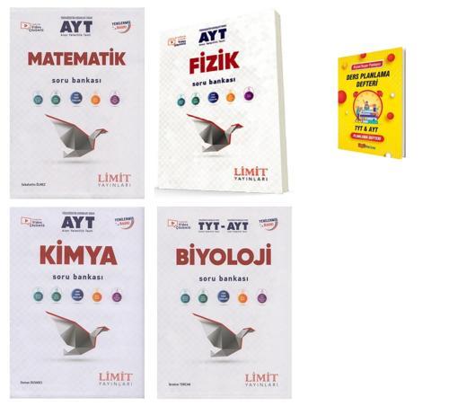 Limit AYT Matematik Fizik Kimya ve Biyoloji Soru Bankası  4lü Set + Planlama Defteri 