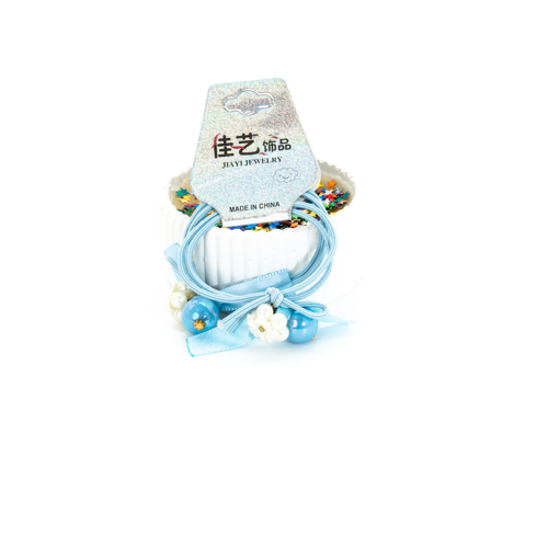 Biem İncili Lastik Toka Mavi