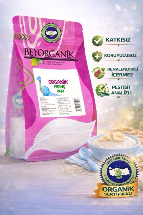 Organik Bebek Pirinç Unu 500gr Bebek Ek Gıdası