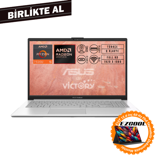 VivoBook Go 15 AMD Ryzen 5 7520U 8GB 1TB SSD 15.6" Fdos+ 15.6" Touch Monitör E1504FA-NJ115 010