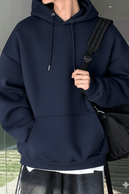 Erkek Sweatshirt Kanguru Cepli İçi Polarlı 3 İplik Kapüşonlu Oversize Sweatshirt KANGURU-SWEATSHIRT
