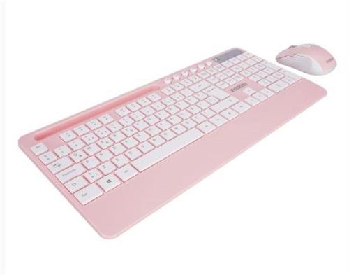 KM-9676 Beyaz-Pempe Multimedya Tablet-Telefon Standlı Klavye + Mouse Set