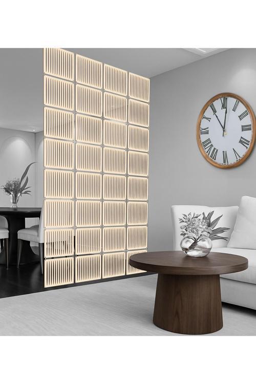 Çizgili Lazer Kesim Paravan, Ahşap Seperatör, Panel Levha Seti Dekorasyon Ahşap Oda Bölücü Desen