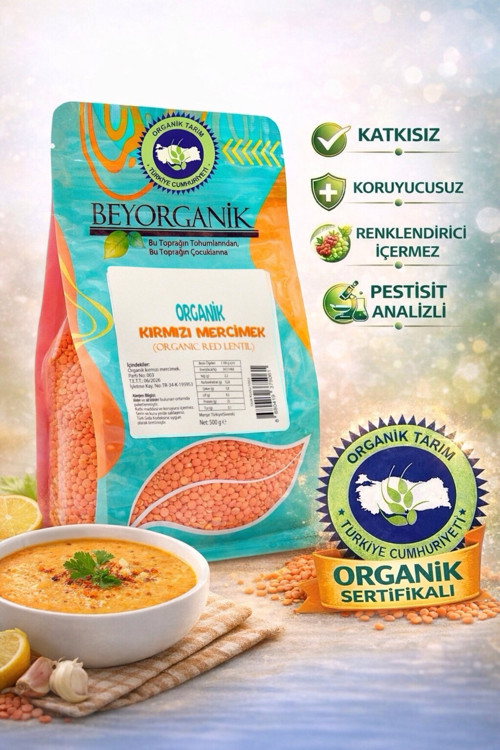 Organik Kırmızı Mercimek 500gr