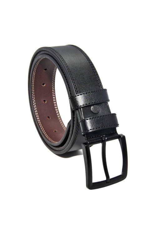 Siyah Suni Deri Çift Dikişli Model 4 Cm.lik Spor Kemer - 7000-11-22k