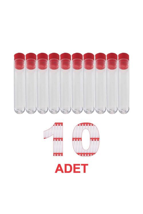 Deney Tüpü 12X75 Mm / Plastik - Dibi Yuvarlak Kapaklı X 10 Adet