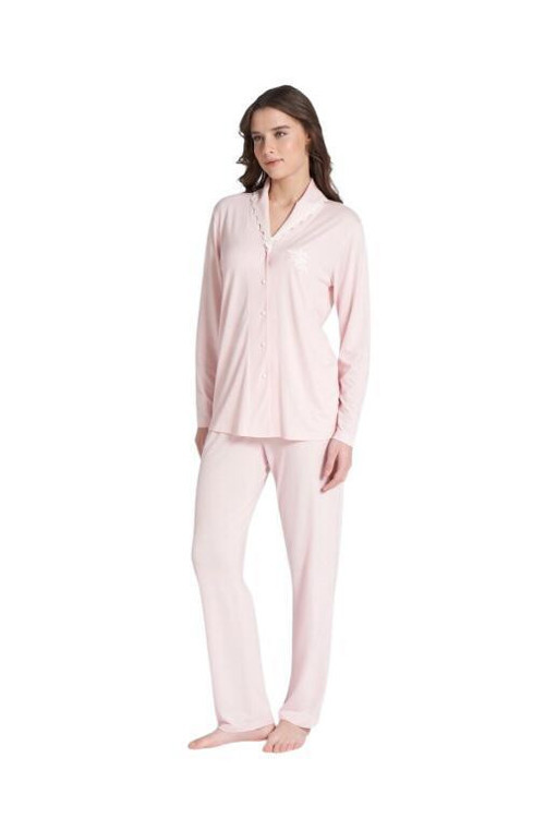 Pijadore Kadın Viskon Önü Düğmeli Uzun Kollu Pijama Takımı 1704