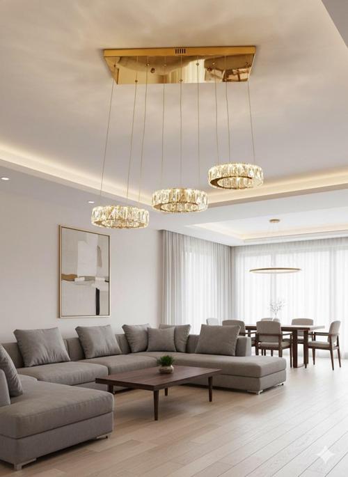 Plaket Kristal Taş Işlemeli Krom Paslanmaz Ledli Avize 20 cm yemek masası