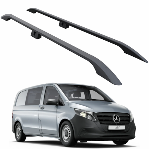Mercedes Vito W447 L2 (2014-2025) Araç Üstü Alüminyum Tavan Yan Rayları Plus Serisi - Siyah