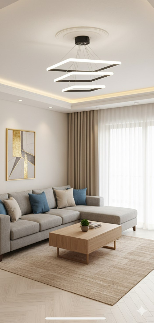 Modern Kare Siyah Kasa Günışığı Led Avize