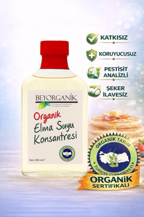 Organik Elma Suyu Konsantresi %100 Elma 248gr
