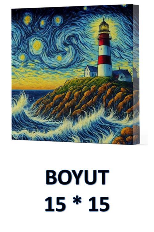 Vivago Art Van Gogh Deniz Feneri Çizgisiz Defter 15 X 15 Cm Bez Çanta Hediyeli Kod 8