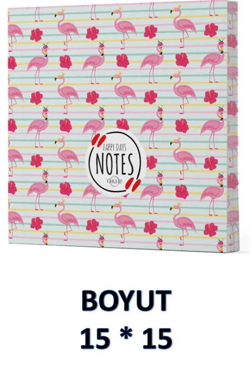 Vivago Art Flamingo Çizgisiz Defter 15 X 15 Cm Bez Çanta Hediyeli Kod 2