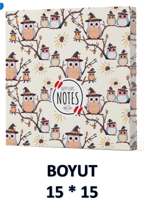 Vivago Art Baykuş Çizgisiz Defter 15 X 15 Cm Bez Çanta Hediyeli Kod 7