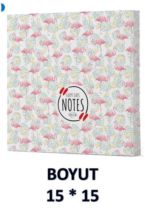 Vivago Art Flamingo Çizgisiz Defter 15 X 15 Cm Bez Çanta Hediyeli Kod 3