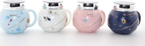 Ayna Kapaklı Astronot Tasarımlı Porselen Kupa Bardak Alk1282