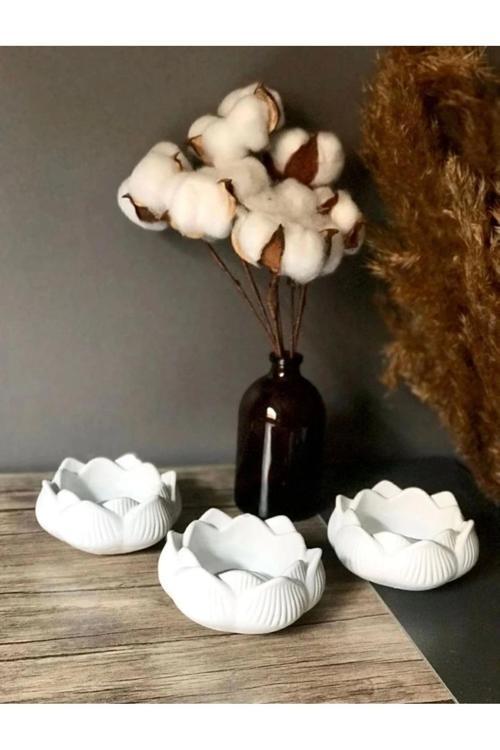Lotus Çiçeği Dekoratif Mumluk 3 Lü Set