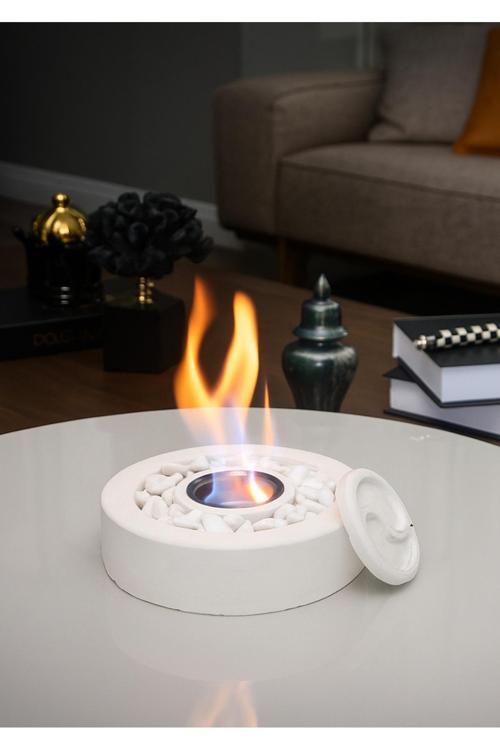 Solvia Beton Masaüstü Şömine,Ateş Çukuru 400 Ml Yakıt Hediyeli