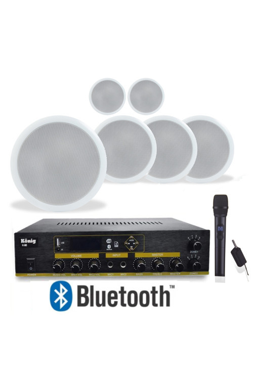 6’Lı Tavan Hoparlörlü El Mikrofonlu Bluetooth Anfi Ses Seti