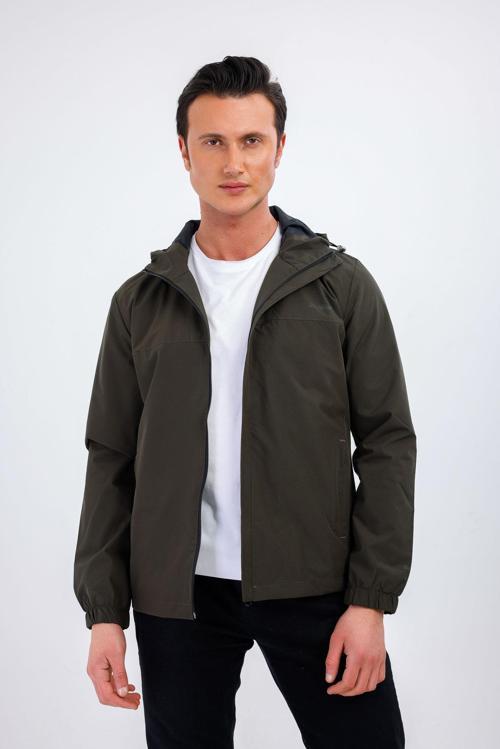 Maris Su ve Rüzgar Geçirmez Kapüşonlu Yağmurluk - Haki