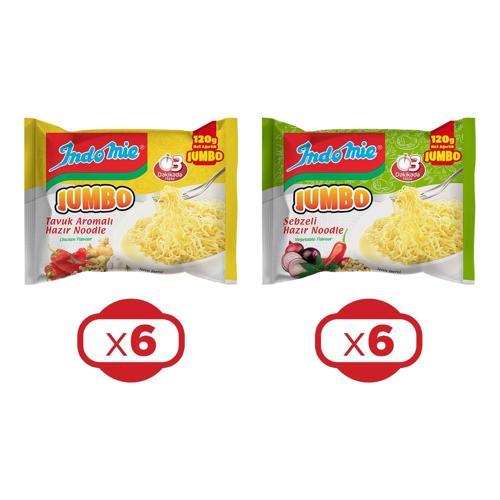 Noodle Jumbo 120 gr Tavuklu ve Sebzeli 12 li Karma Paket