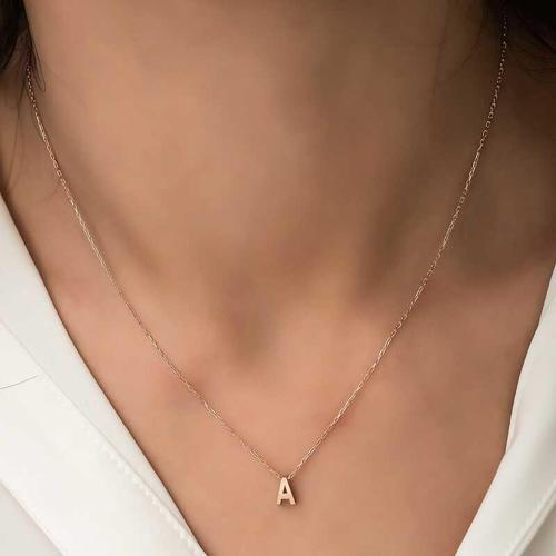 925 Ayar Gümüş Rose 3 Boyutlu A Harf Kadın Gümüş Kolye