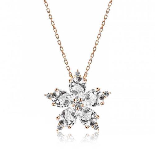 925 Ayar Gümüş Rose Beyaz Kamelya Çiçeği Kolye