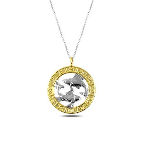 925 Ayar Gümüş Gold Balık Burcu Gümüş Kolye