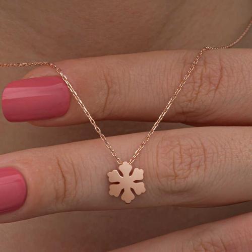 925 Ayar Gümüş Rose Minimal Kar Tanesi Kadın Kolye