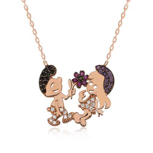 925 Ayar Gümüş Şirinler Kadın Gümüş Kolye