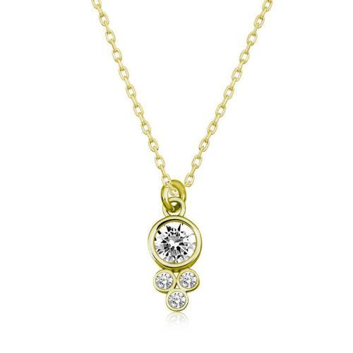 925 Ayar Gümüş Çiğ Damlası Yuvarlak Tektaş Bayan Gümüş Kolye