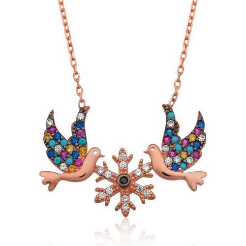 925 Ayar Gümüş Aşk Kuşları Kadın Gümüş Kolye