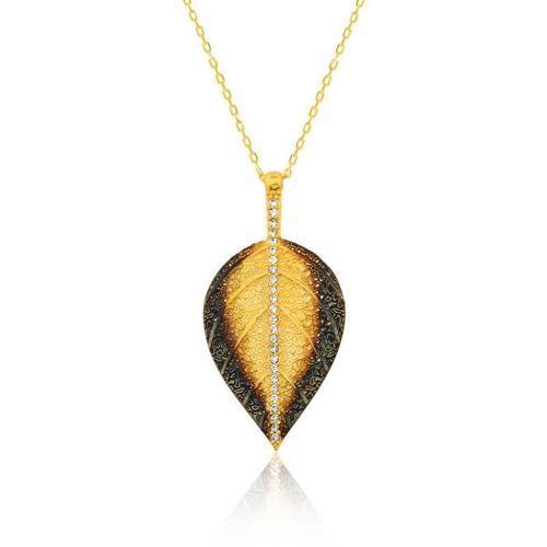 925 Ayar Gümüş Yaprak Kadın Gümüş Kolye