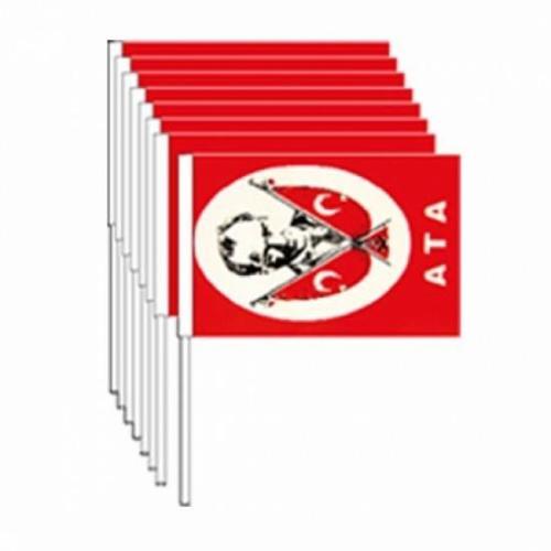 Türk Bayrağı Atalı Küçük Saplı 80 li