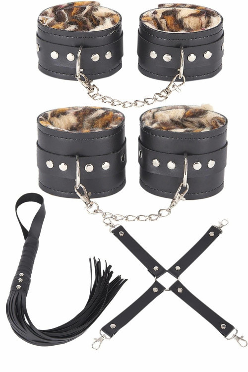 Deri Leoparlı 4'lü Harness Set