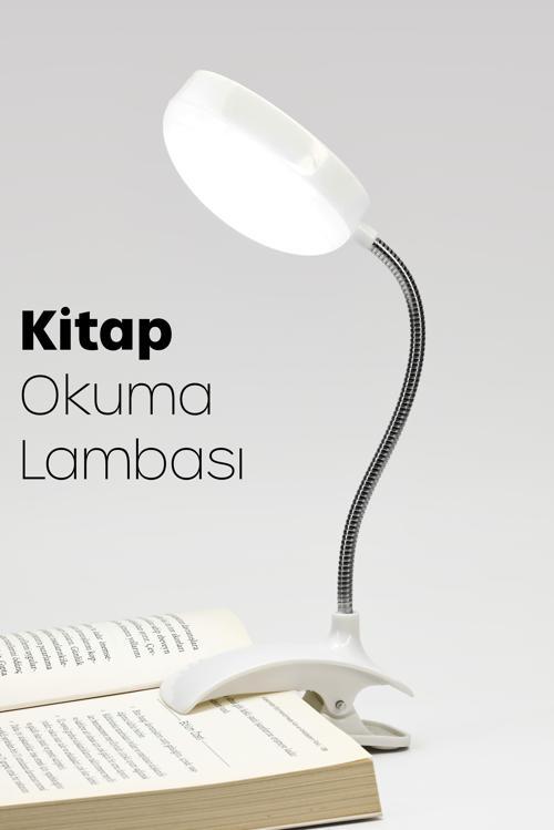 Kitap Okuma Lambası Kıskaçlı Bükülebilir 5 LED Midi Çalışma Işığı Pilli Spiral Gövde MY005